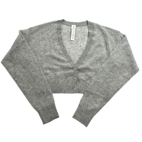 ALO Yoga Sheer Cashmere Cropped Cardigan in Athletic Heather Grey
